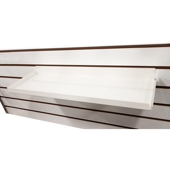 Metal Slatwall Shelf - 7.5" D x 21.75" W Heavy Duty Steel Shelving with .5" Lip - Ivory, 10 Pack