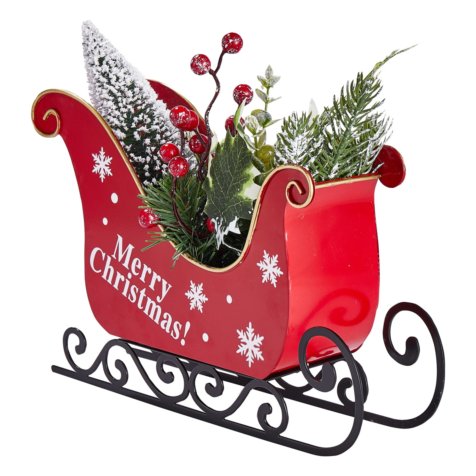 Metal Sleigh Christmas Santa Sleigh 10" Santa Sleigh Basket Table Top