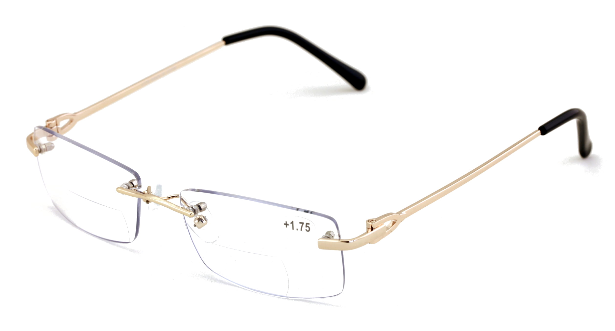 Metal Slim Low Profile Modern Rimless Clear BIFOCAL Reading Glasses