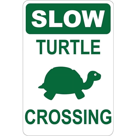 Metal Slow Turtle Crossing Sign, Aluminum Traffic Warning Sign for Home Cafe Bar, 8 x 12 Inch, Indoor Outdoor Use