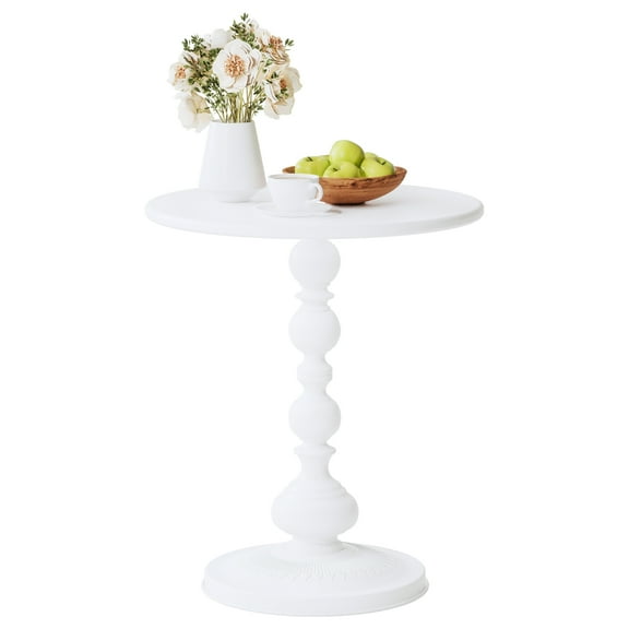 Metal Small Round Side End Table, Vintage Matte Coffee Drink Cocktail Table, Small Accent Pedestal Table for Living Room Corners and Small Spaces, 21'' Height