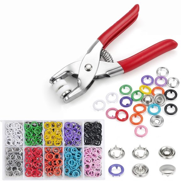 Metal Snap Buttons Kit, 150 Sets 600 Pcs Multicolor Mixing Hollow Sewing Fasteners with Pliers, Heavy Duty Claw Buttons for DIY Crafting, Clothing, Jackets, Jeans, Bibs, Costumes, Multicolor
