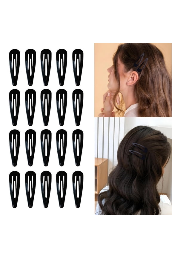 Metal Snap Hair Clips,No-Slip Hair Barrettes,Girls Women Hair Accessories, Black, 20 pack