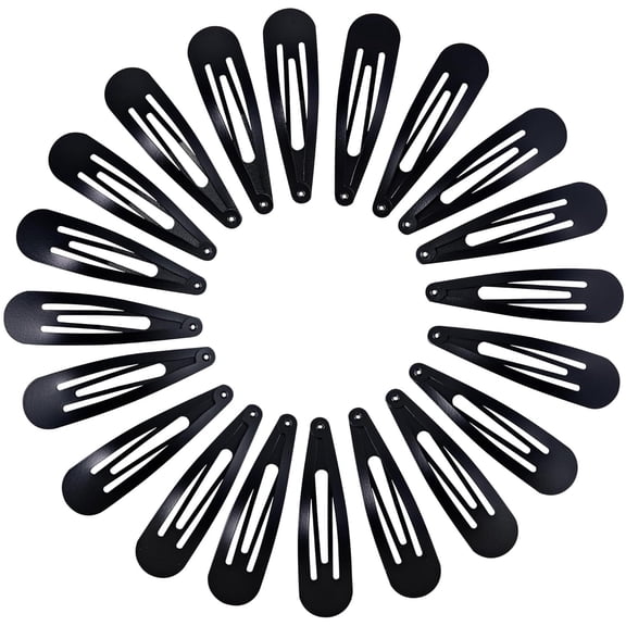 Metal Snap Hair Clips,Water Drop No-Slip Hair Barrettes for Women Thick and Thin Fine Hair,2.76 x 0.7 inches, Black, 20 pack