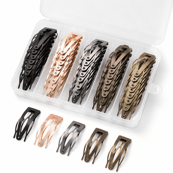Metal Snap Hair Clips for Women, 40 Count, 2 Inch, 5 Matte Colors with Storage Box