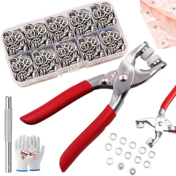 Metal Snaps Buttons with Fastener Pliers Press Tool Kit,Metal Snap Button Pliers Kit Sewing Kit with 100 Metal Buttons Manual Pliers Tool,Pressure Pliers for Sewing Clothing DIY Craft (1Set)