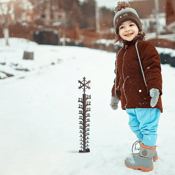 Metal Snow Gauge Ruler - 15.75" Motorcycle Yard Decoration - Outdoor Winter Snow Depth Measurer for Garden Festive Holiday Decor