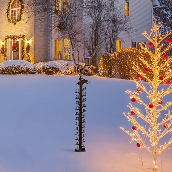 Metal Snow Gauge Ruler - 15.75" Motorcycle Yard Decoration - Outdoor Winter Snow Depth Measurer for Garden Festive Holiday Decor