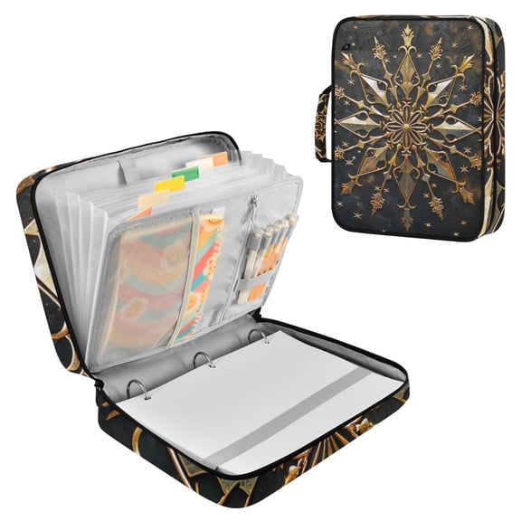 Metal Snowflake Accordion File Organizer Expanding File Folder 3-Ring Binder Bag 500 Sheets A4 Size