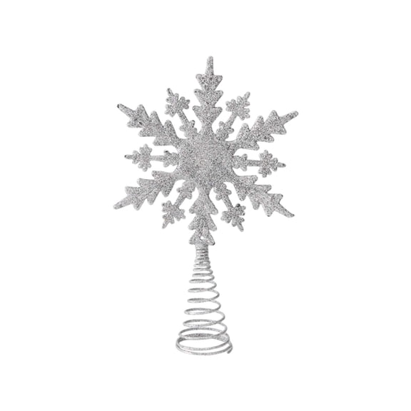 Metal Snowflake Tree Topper Glitter Sparkling Snowflake Christmas Tree Topper, Glittered Snowflake for Xmas Holiday Trees Top Decoration Display,5x8.3 Inch