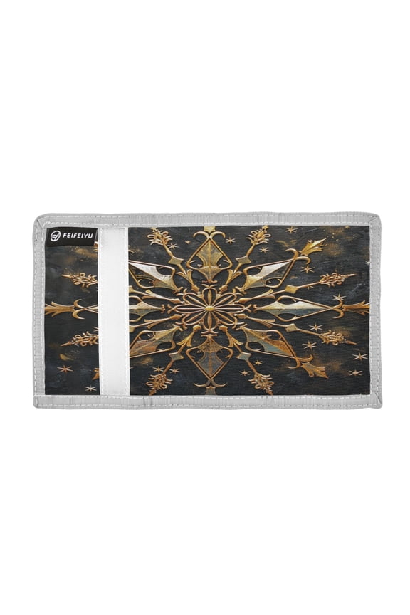 Metal Snowflake Trifold Wallets Card Holders Coin Pockets with Lanyards Portable Unisex