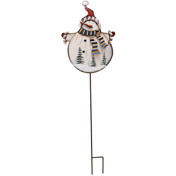 Metal Snowman Garden Stake Christmas Yard Sign Outdoor Decorative Snowman Welcome Sign Winter Holiday Lawn Decoration