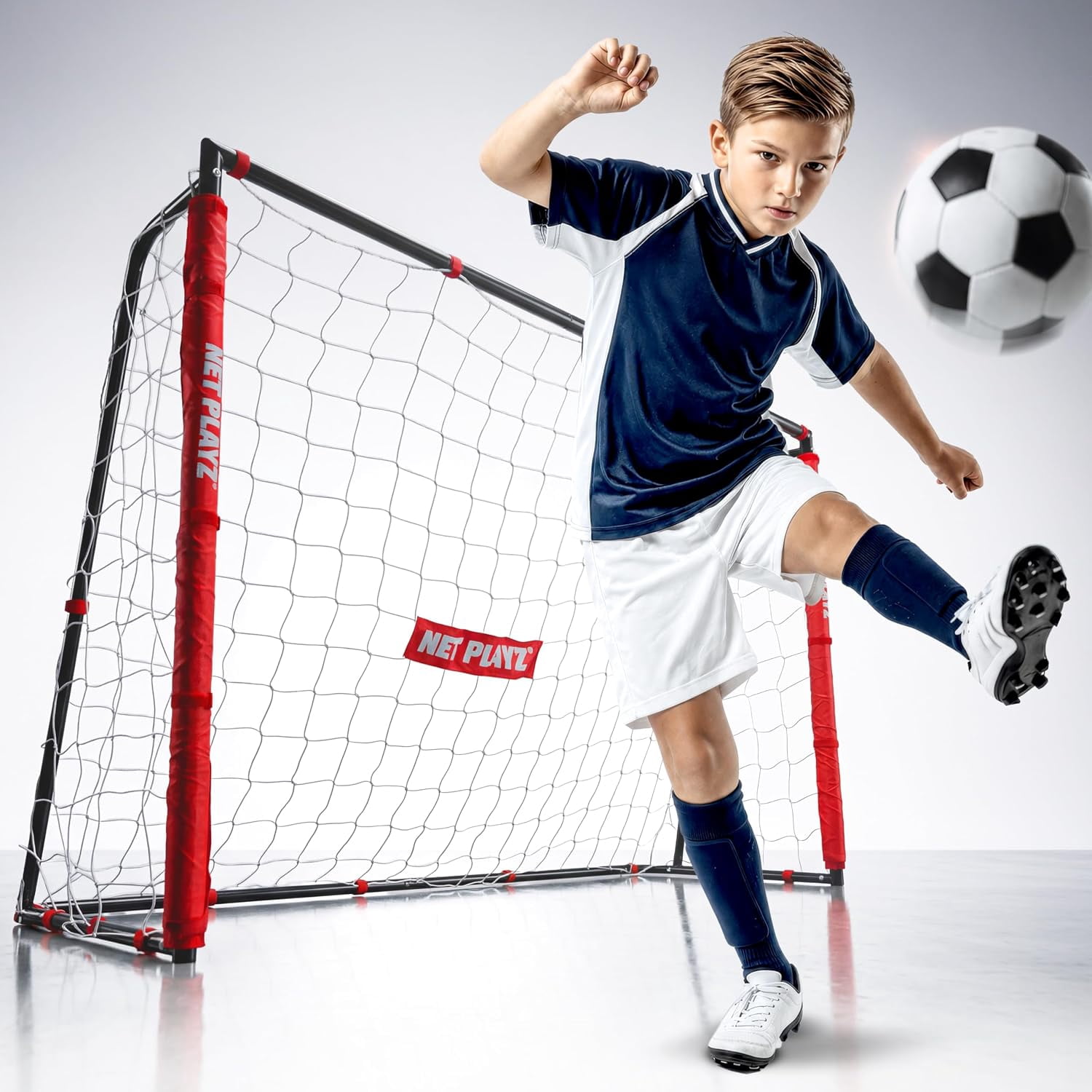 Metal Soccer Goal 6x4ft with PE Net, Backyard Training Goal for Kids & Youth Practice