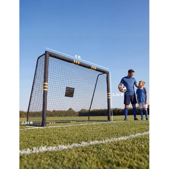 Metal Soccer Goal for Backyard - Portable & Weatherproof Net - Padded Posts - Easy Assembly for Adults & Kids - Ideal for Outdoor Practice & Training - 8x5 Pearl Cotton Football Goal