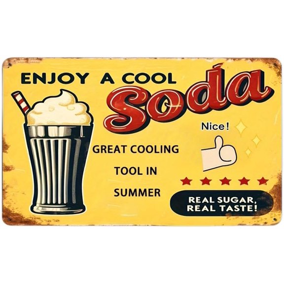 Metal Soda Cooling Tool Tin Sign, Funny Drinker Wall Decor Plaque for Home or Office, 12 x 8 Inch