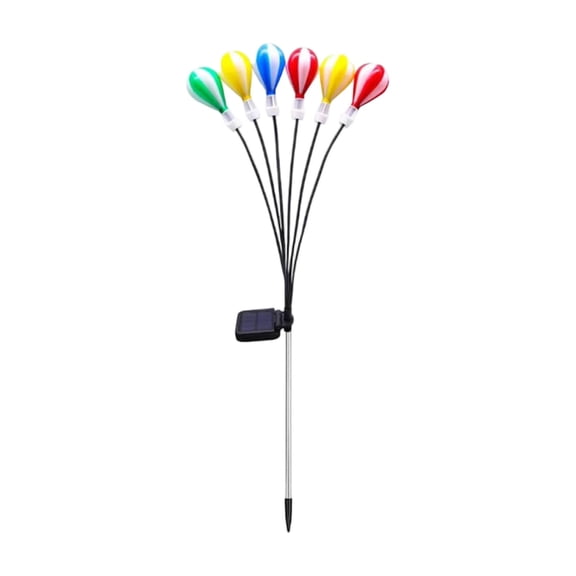Metal Solar Hot Air Balloon Path Light Outdoor Garden Patio Walkway Waterproof Decorative Glow Silver