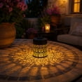 thumbnail image 1 of Metal Solar Powered Wall Light, Hollow Pattern Projection Lamp, Weather Resistant LED Hanging Light, Classic Outdoor Ornament for Yard, Fence, Patio and Backyard Garden Decoration, D, 1 of 6