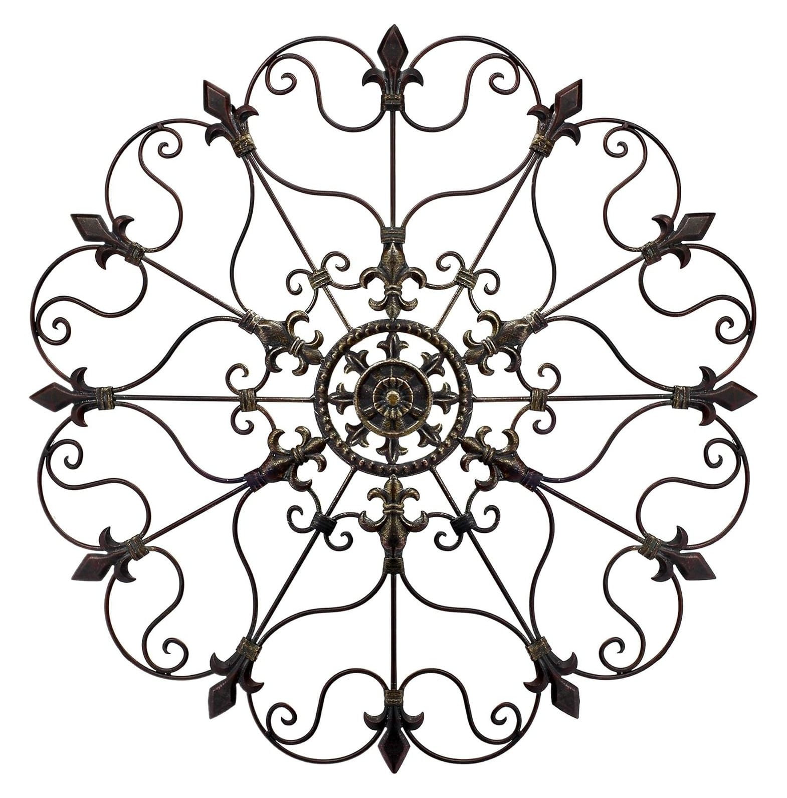 Metal Solid Mounted Medallion Handpainted Wall Decor 30"x30", Large