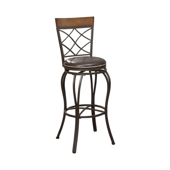 Benjara 41" Modern Metal Curvaceous Swivel Barstool in Brown (Set of 2)
