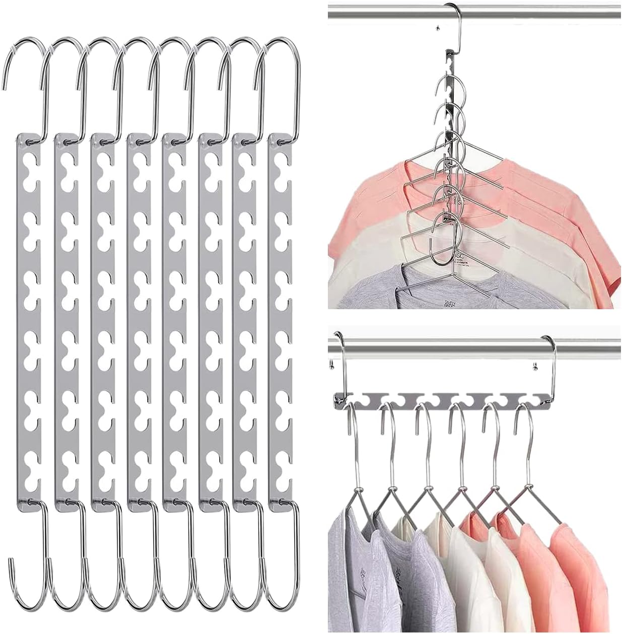Metal Space Saving Hangers 8 Pack, Sturdy Hangers, Wardrobe Closet
