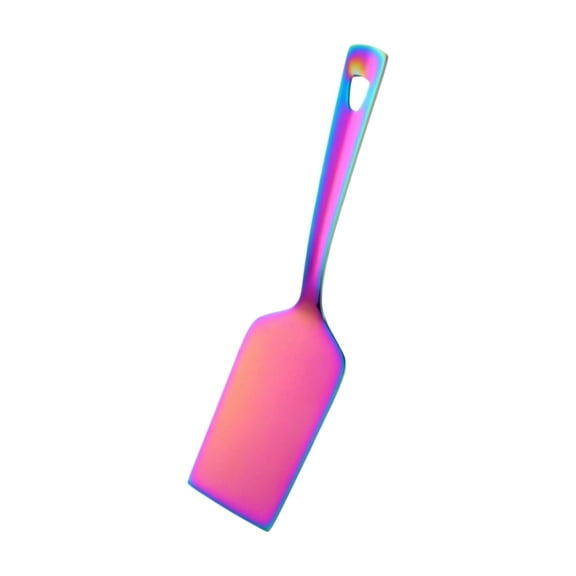Metal Spatula, Spatula Metal, Stainless Steel, Iridescent, 11 In, Square Flat Head, Handle, Stainless Steel Kitchen, Kitchen Cooking, Solid Blade, 1 Pc