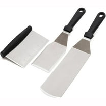 Metal Spatula Stainless Steel and Scraper - Professional Chef Griddle Spatulas Set of 3 - Heavy Duty Accessories Great for Cast Iron BBQ Flat Top Grill Skillet Pan - Commercial Grade