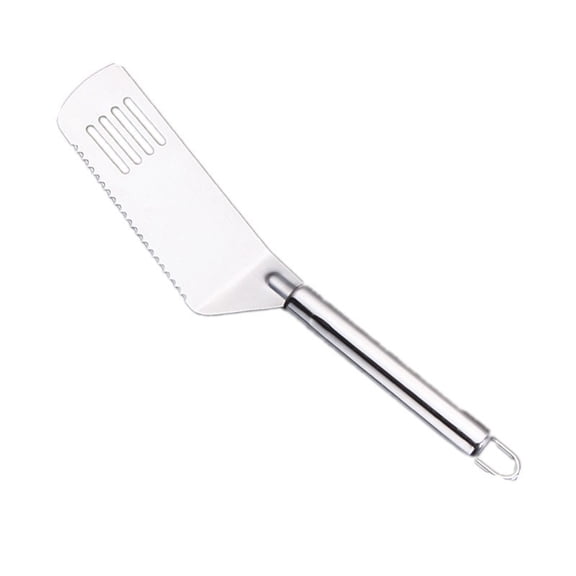 Metal Spatula - Stainless Steel Slotted Turner Non-stick Kitchen Utensil for Baking Cookies Serving Cakes and Family, 9.8 x 1.9 in, (Silver), Ccwuwei