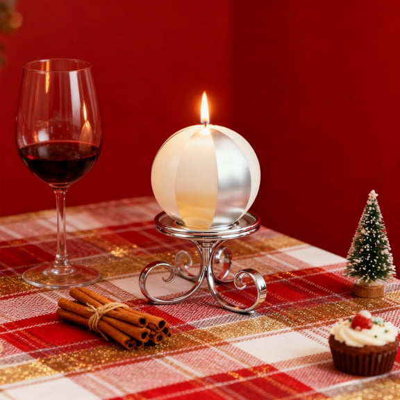 Metal Sphere Scented Candle Soy Blend Wax for Festive Ambiance Home Fragrance as a Tabletop Decoration or Thoughtful Gift(Silver)