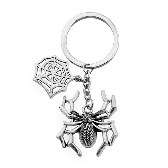 Metal Spider Web Key Chain, Fashion Vintage Gothic Pendant, 9cm Key Ring Accessory