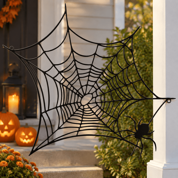 Metal Spiderweb Wall Sculpture Halloween Decor