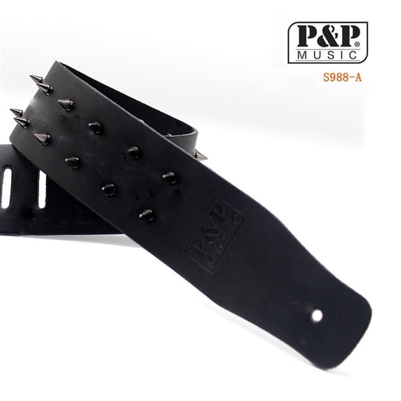 Metal Spike Studded Adjustable Heavy Duty Leather Guitar Strap