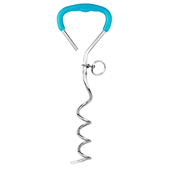 Metal Spiral Dog Yard Stake For Dog Run (Lake Blue 9x45cm)