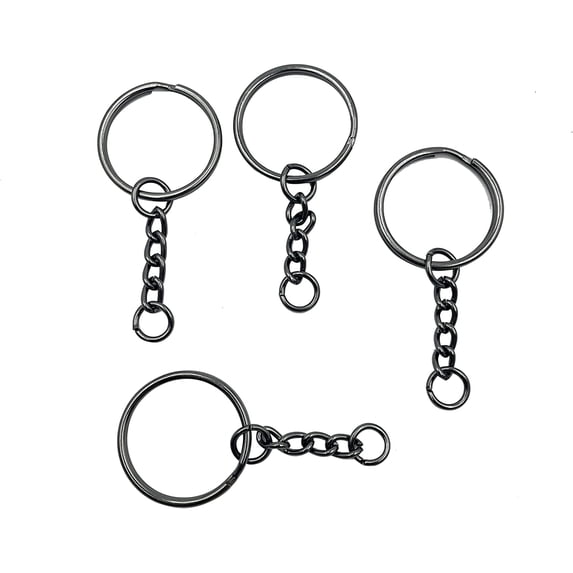 Metal Split Keychain Ring Making for Arts and Craft- 100pcs Key Chains 25mm with Chains and 100pcs Open Jump Ring for Craft Key Ring A074