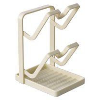 Metal Spoon Rest With Lid Holder,Pot Lid Holder While Cooking,Kitchen Pot Lid Storage Rack For Stove Top,Multifunctional Kitchen Pot Cover Organizer For Countertop,Kitchen Accessories,Beige