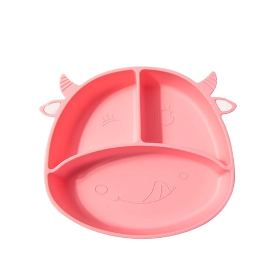 Metal Spoons Calf Children'S Silicone Dinner Plate Infant Non Slip Suction Cup Bowl Baby Cartoon Complementary Food Divided Tableware