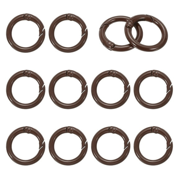 Uxcell Metal Spring O Rings, Round Snap Keyring for Keychain and Handbag Brown 23.5mm