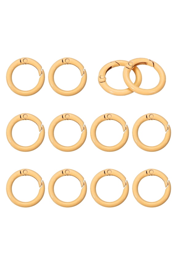 Metal Spring O Rings, Round Snap Keyring for Keychain and Handbag Light Orange 23.5mm