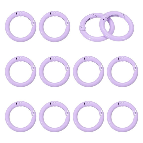 Uxcell Metal Spring O Rings, Round Snap Keyring for Keychain and Handbag Light Purple 23.5mm
