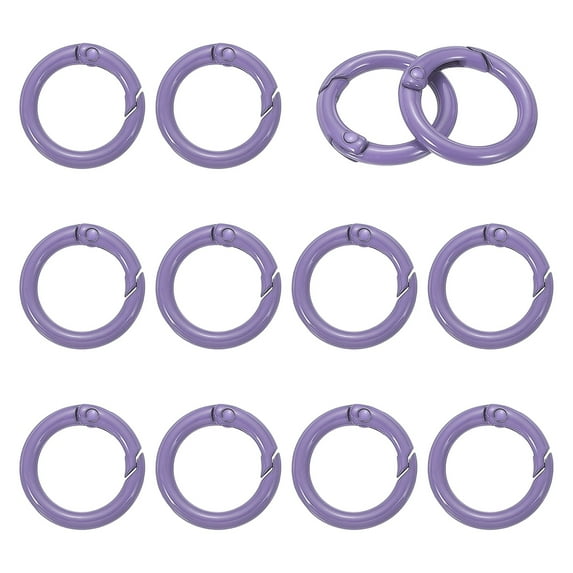Uxcell Metal Spring O Rings, Round Snap Keyring for Keychain and Handbag Purple 23.5mm