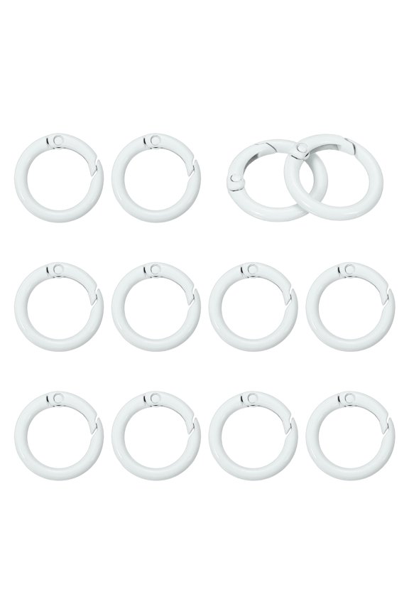 Metal Spring O Rings, Round Snap Keyring for Keychain and Handbag White 23.5mm