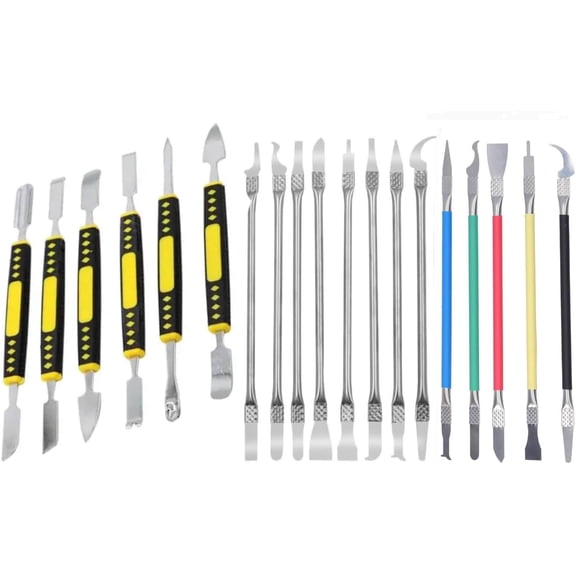 Metal Spudger Set, 19 Pieces IC Chip Repair Tools with Thin Blade CPU Remover, BGA Maintenance Knife, Electronics Opening Pry Tool Kit for Phone, Laptop, LCD, Tablet