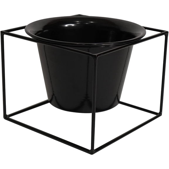 Metal Square 6" Home Garden Flower Plant Holder Removable Pot Stand Black