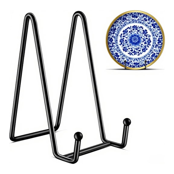 Metal Square Frame Easel Stand 6 Inch Sturdy Iron Display Holder for Art, Photos, Plates, Books, Signs and Collectibles with Robust Construction (Black)