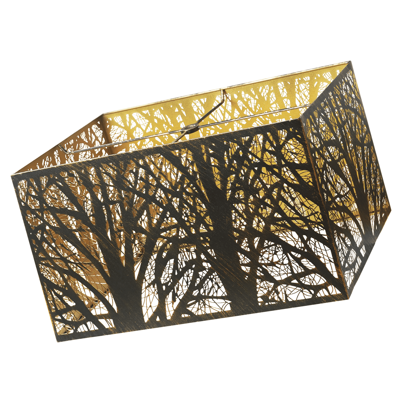 Metal Square Lampshade for Floor Lamp,  Large Lamp Shade for Table Lamp , Forest pattern Lampshades More Spider Fitter 8''Top X 14'' Bottom X 9'' Height