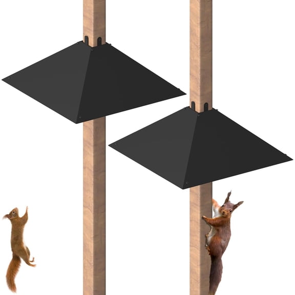 Metal Squirrel Baffle for 4x4 Post, Outside Wooden Pole Mount Squirrel Guards for Bird Feeders, 17 Inch Squirrels Deterrents Stopper to Deter Racoons, Black, 2pcs