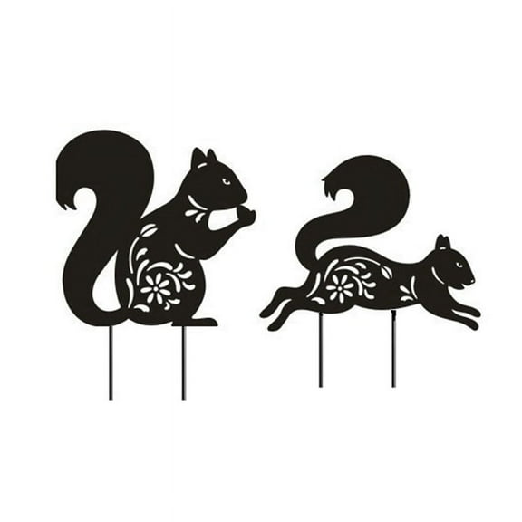 Metal Squirrel Garden Stakes ,Decorative Outdoor Metal Squirrel Statues, Set of 2, for Garden Yard and Patio Decor