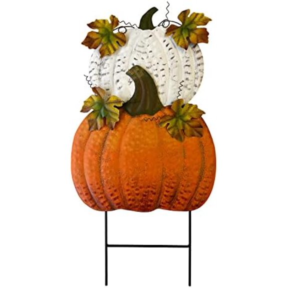 Metal Stacked Pumpkins Harvest Garden Stakes Fall Thanksgiving Yard Decor,Autumn Fall Yard Welcome Signs for Patio Pathway Outdoor Decorations$$Garden & Patio