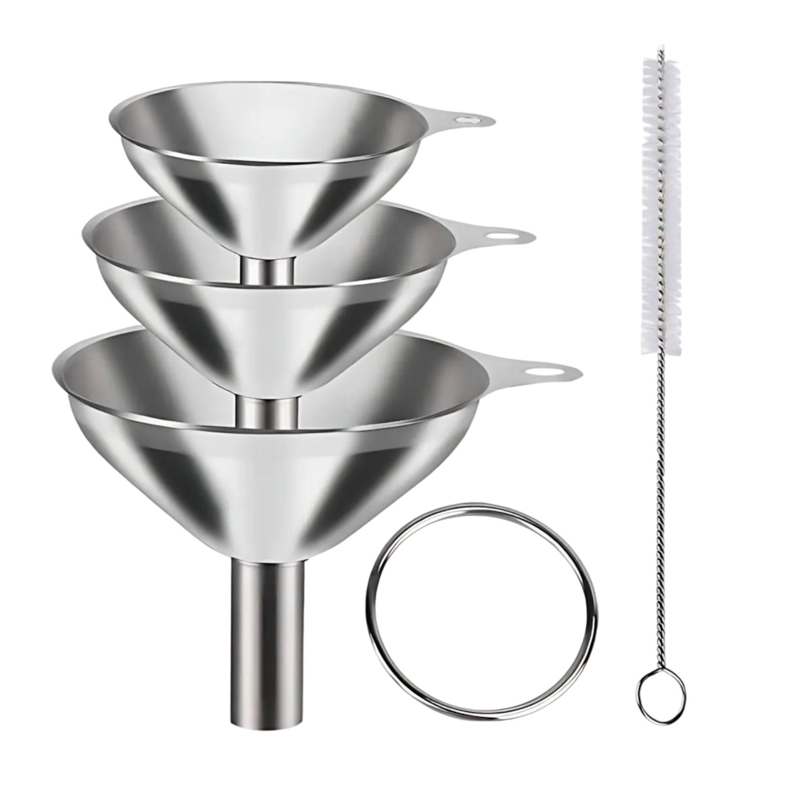 Metal Stainless Steel Funnels, Large Medium Small Funnel Set of 4, Food ...