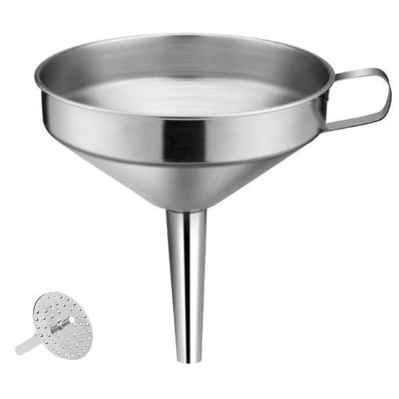 Metal Stainless Steel Funnels with Removable Strainer Filter for Kitchen Transfer Liquid Essential Oils Fluid Spice Wine Powder Food Grade Dishwash Safe Durable