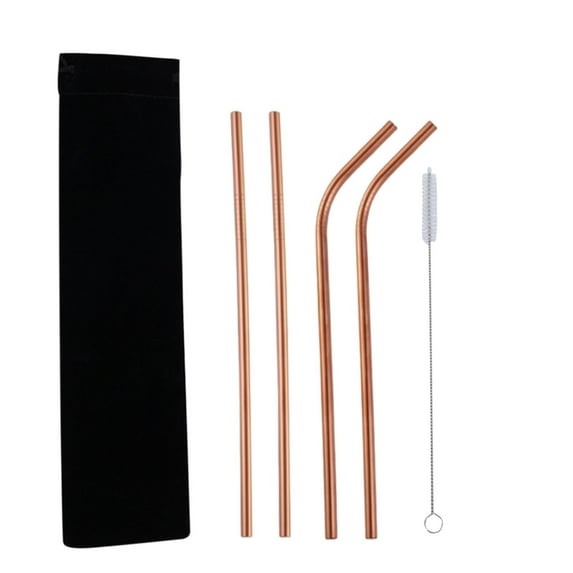 Metal Stainless Steel Straws 304 Portable Set Reusable Bar Drinks Milk Tea Straws 5pc Multicolor